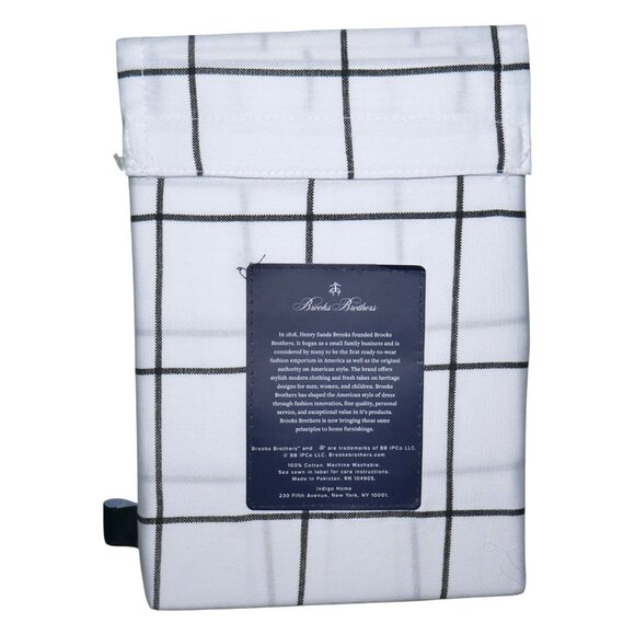 BROOKS BROTHERS 2 Pack 100% Cotton Pillowcases Windowpane Plaid in White and Nav - Picture 2 of 7